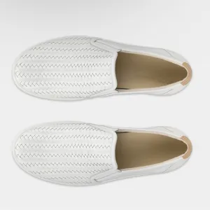 Ecco Soft 7 Women's Woven Leather White Slip On Shoes Sneakers Size 36