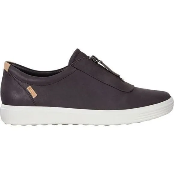 ECCO Soft 7 Zip II Sneaker Shoes In Black Nubuck Leather Size 9
