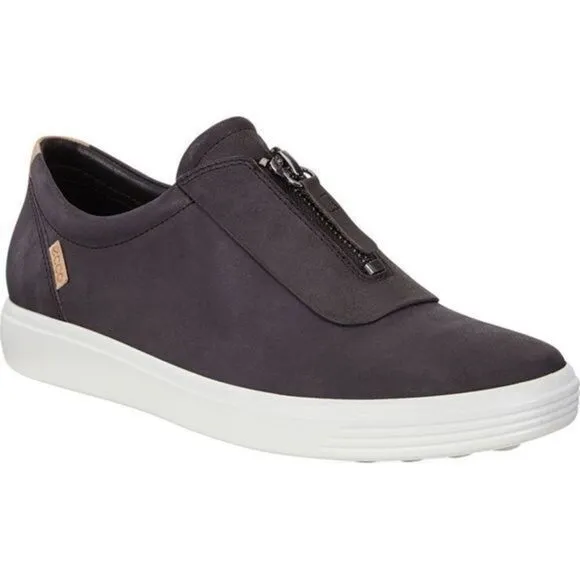 ECCO Soft 7 Zip II Sneaker Shoes In Black Nubuck Leather Size 9