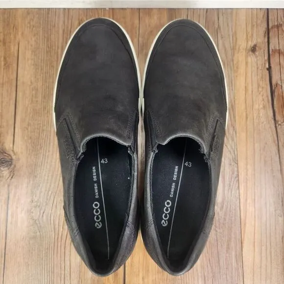 ECCO Soft 7 Slip On Loafers Mens Sz 9 Black Leather Casual Street City Low Shoes