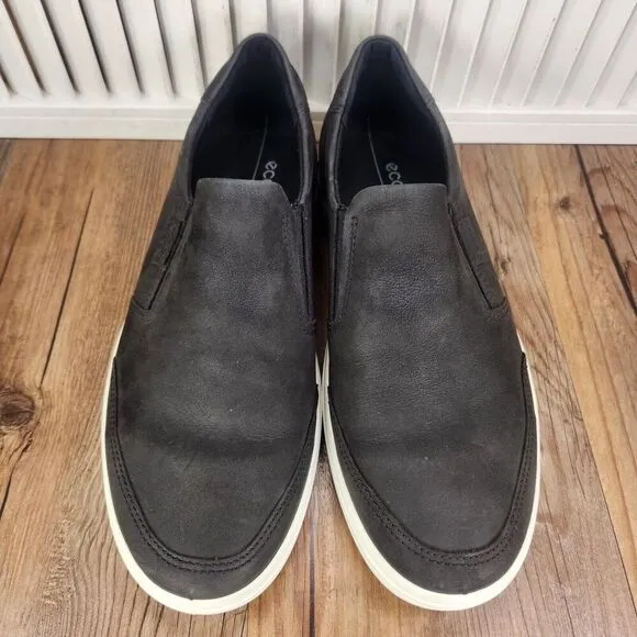 ECCO Soft 7 Slip On Loafers Mens Sz 9 Black Leather Casual Street City Low Shoes