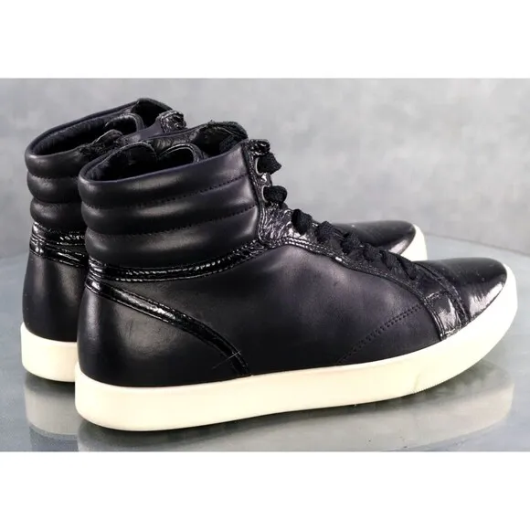 ECCO Soft 8 Women's High Top Sneakers Shoes Size EU 38 US 7-7.5 Leather Black