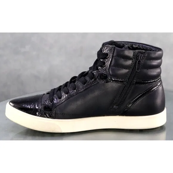 ECCO Soft 8 Women's High Top Sneakers Shoes Size EU 38 US 7-7.5 Leather Black