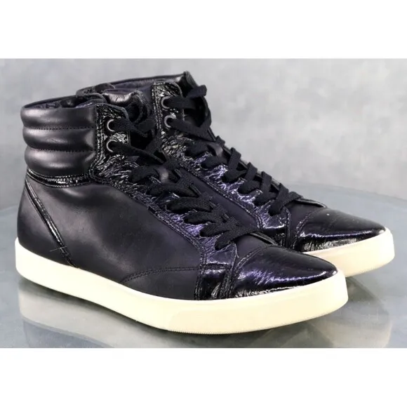 ECCO Soft 8 Women's High Top Sneakers Shoes Size EU 38 US 7-7.5 Leather Black