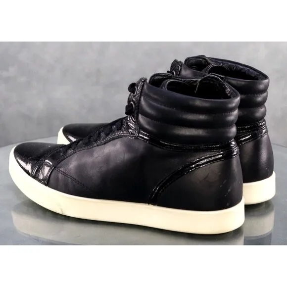 ECCO Soft 8 Women's High Top Sneakers Shoes Size EU 38 US 7-7.5 Leather Black