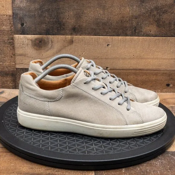 ECCO SOFT STREET SNEAKERS MENS CASUAL SHOES GRAY LEATHER LOW LACE UP SIZE 11/45