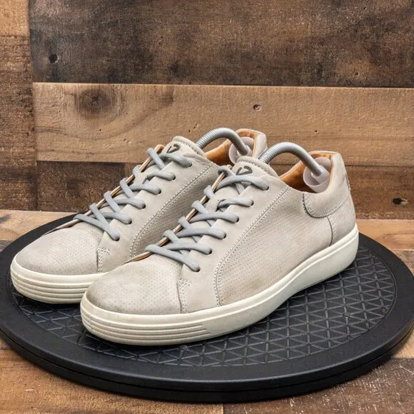 ECCO SOFT STREET SNEAKERS MENS CASUAL SHOES GRAY LEATHER LOW LACE UP SIZE 11/45
