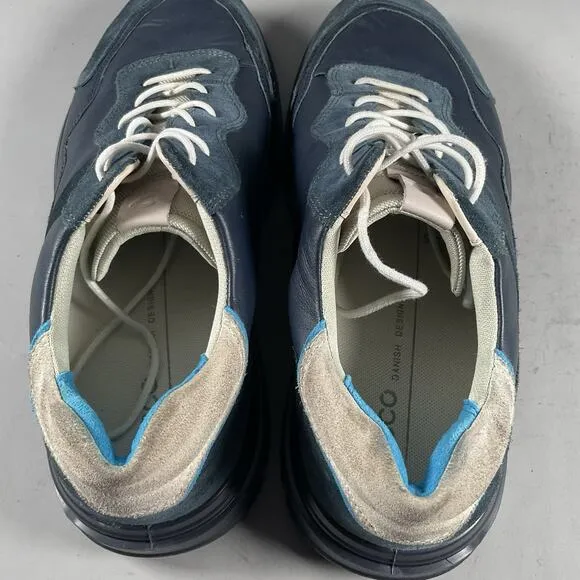 Ecco Soft X Men’s EU 45 US 11-11.5 Blue Leather Athletic Shoe Casual Sneaker EUC