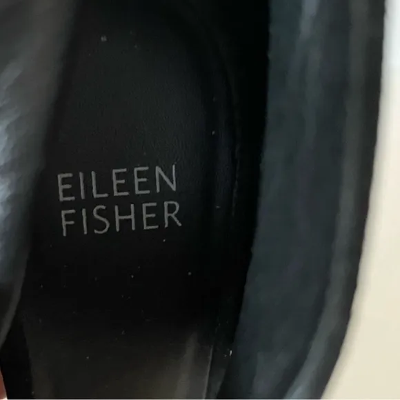 Eileen Fisher Black Suede Open ToeBlock Heel Sandal Shoe Zip Back Women Size 7