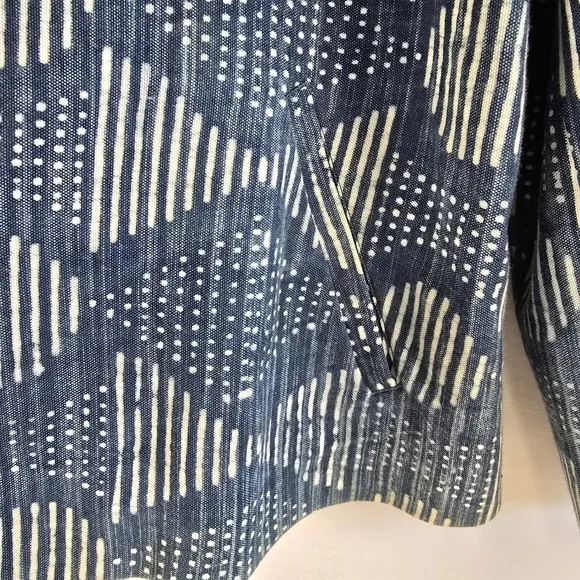 Eileen Fisher Indigo Round Neck Jacket Size XL NWT Handprinted Organic Cotton