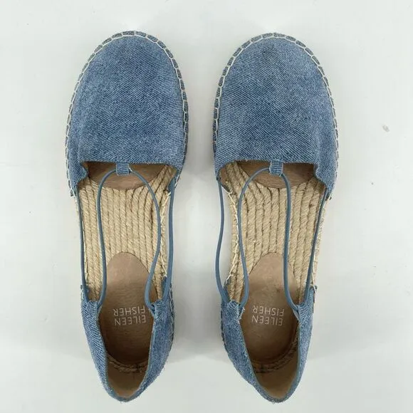 Eileen Fisher Women’s Lee Denim Blue Espadrille Flats | Size 7 Casual Slip-On
