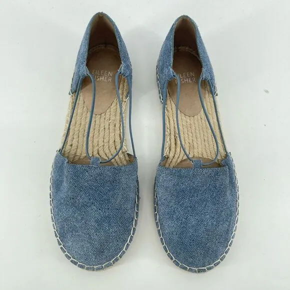 Eileen Fisher Women’s Lee Denim Blue Espadrille Flats | Size 7 Casual Slip-On