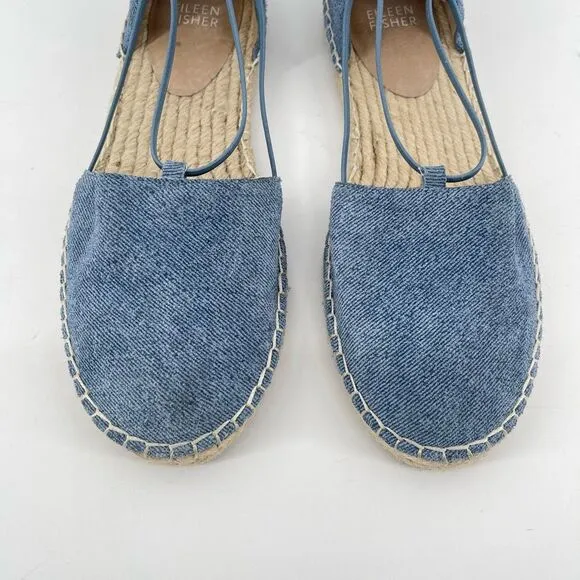 Eileen Fisher Women’s Lee Denim Blue Espadrille Flats | Size 7 Casual Slip-On