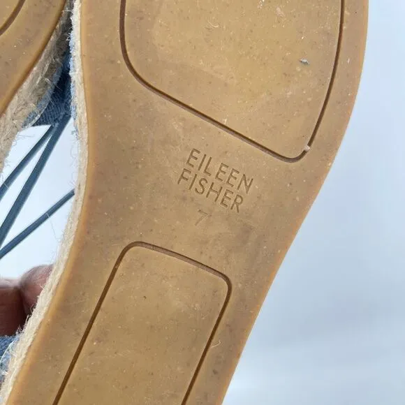 Eileen Fisher Women’s Lee Denim Blue Espadrille Flats | Size 7 Casual Slip-On