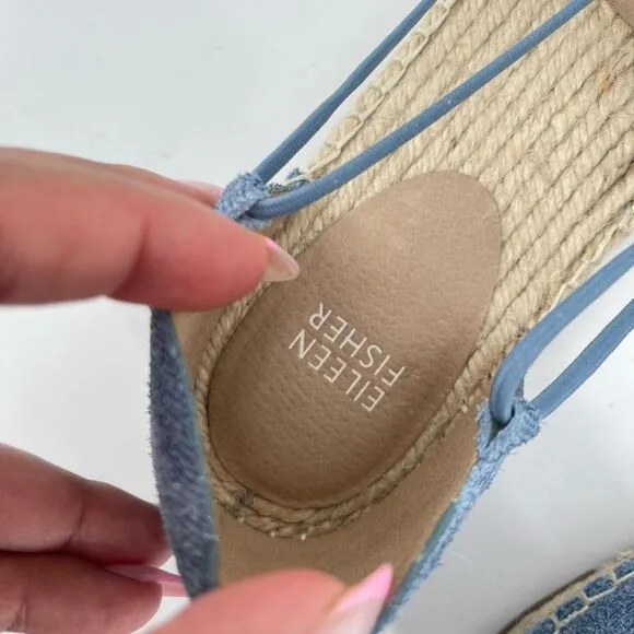 Eileen Fisher Women’s Lee Denim Blue Espadrille Flats | Size 7 Casual Slip-On