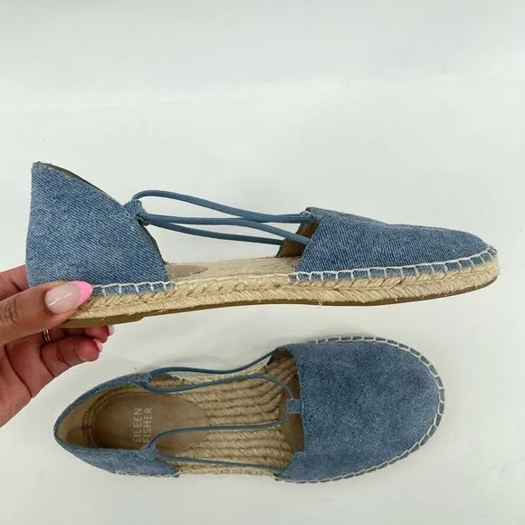 Eileen Fisher Women’s Lee Denim Blue Espadrille Flats | Size 7 Casual Slip-On