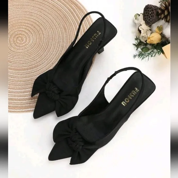 Elegant High Heel Pumps With Bow Detail, Pointed Toe Stiletto Heels