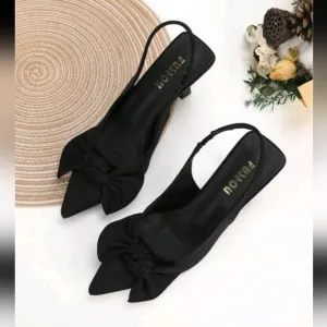 Elegant High Heel Pumps With Bow Detail, Pointed Toe Stiletto Heels