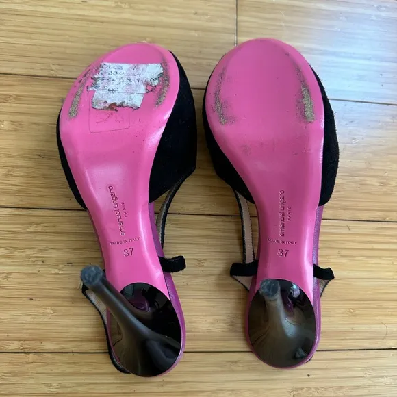 Emanuel Ungaro Suede Sling Platform Heel Shoes Size  37