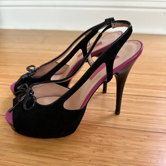 Emanuel Ungaro Suede Sling Platform Heel Shoes Size  37