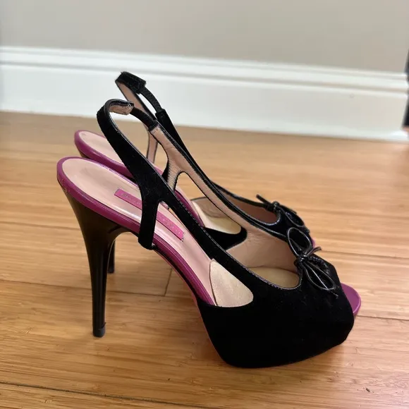 Emanuel Ungaro Suede Sling Platform Heel Shoes Size  37