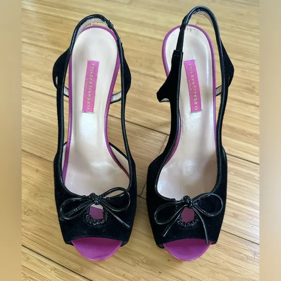 Emanuel Ungaro Suede Sling Platform Heel Shoes Size  37