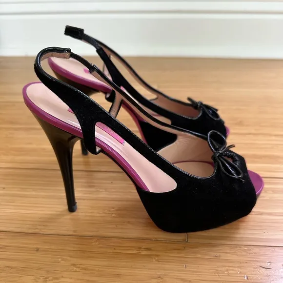 Emanuel Ungaro Suede Sling Platform Heel Shoes Size  37