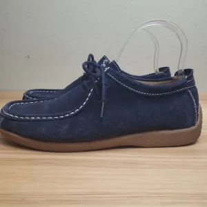 Emelie Strandberg Womens C185 Blue Round Toe Lace Up Moccasins Shoes Size 8.5
