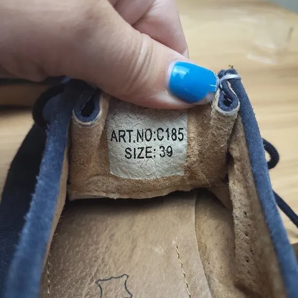 Emelie Strandberg Womens C185 Blue Round Toe Lace Up Moccasins Shoes Size 8.5