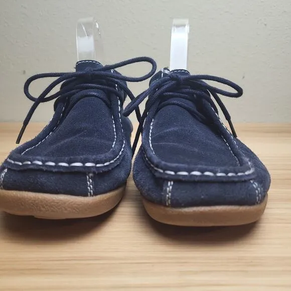 Emelie Strandberg Womens C185 Blue Round Toe Lace Up Moccasins Shoes Size 8.5