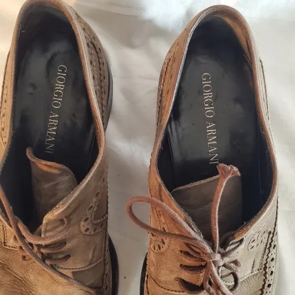 EMPORIO ARMANI British Brown Suede Brogue Wingtip Derby Shoes Size 9.5 (EU 42.5)