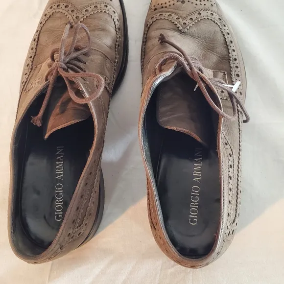 EMPORIO ARMANI British Brown Suede Brogue Wingtip Derby Shoes Size 9.5 (EU 42.5)