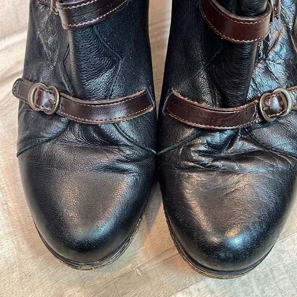 Eric Michael wedge soft leather buckle ankle boots size 40 / US 9.5-10