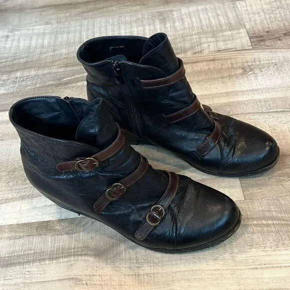 Eric Michael wedge soft leather buckle ankle boots size 40 / US 9.5-10