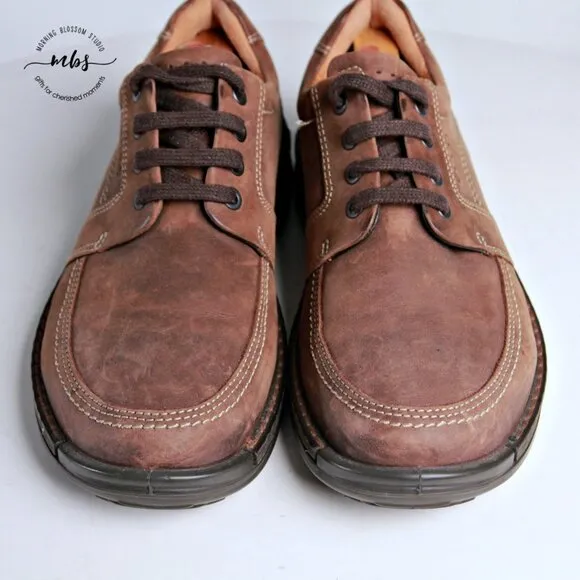 EUC Ecco Men's Fusion II Tie Leather Derby Comfort Shoes in Tan Men Size 7
