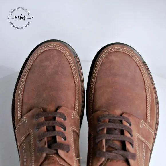 EUC Ecco Men's Fusion II Tie Leather Derby Comfort Shoes in Tan Men Size 7