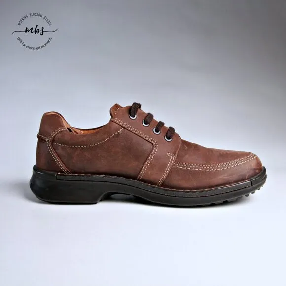 EUC Ecco Men's Fusion II Tie Leather Derby Comfort Shoes in Tan Men Size 7