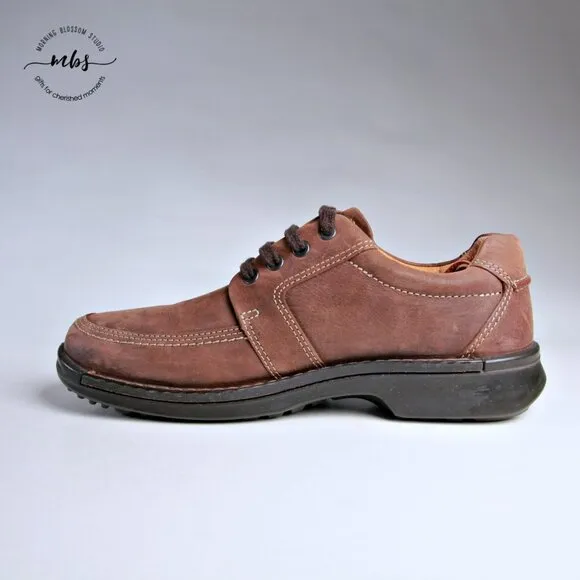 EUC Ecco Men's Fusion II Tie Leather Derby Comfort Shoes in Tan Men Size 7