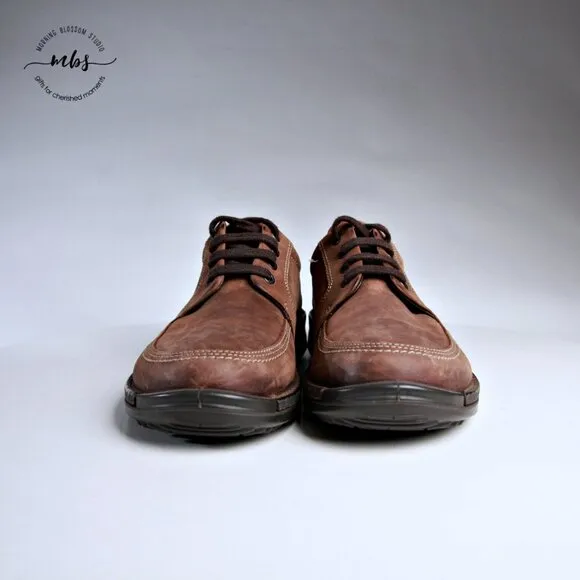 EUC Ecco Men's Fusion II Tie Leather Derby Comfort Shoes in Tan Men Size 7