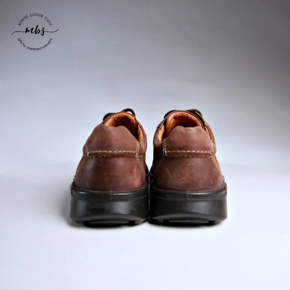 EUC Ecco Men's Fusion II Tie Leather Derby Comfort Shoes in Tan Men Size 7