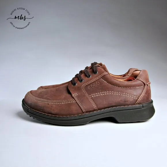 EUC Ecco Men's Fusion II Tie Leather Derby Comfort Shoes in Tan Men Size 7