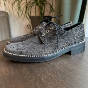 EUC Miista Adelaide‎ Pewter Shine Suede &amp; Leather Oxford Brogues - Size  38