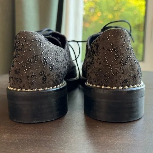 EUC Miista Adelaide‎ Pewter Shine Suede &amp; Leather Oxford Brogues - Size  38