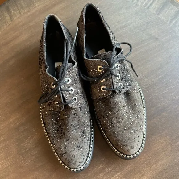 EUC Miista Adelaide‎ Pewter Shine Suede &amp; Leather Oxford Brogues - Size  38
