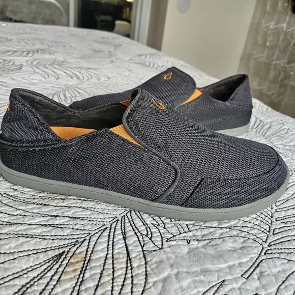 EUC Olukai Nohea Mesh Slip On Loafers Mens Size 10 Gray Casual Comfort Shoes