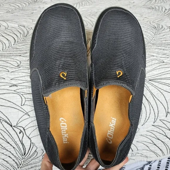 EUC Olukai Nohea Mesh Slip On Loafers Mens Size 10 Gray Casual Comfort Shoes