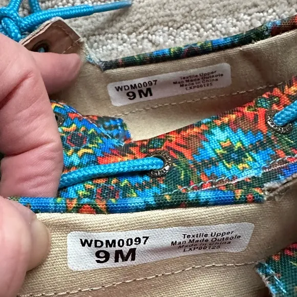 EUC Twisted X Multi Canvas Blue Driving MOCCASINS Moc Boat Shoe WDM0097 Size 9