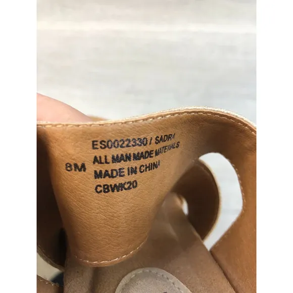 Euro Soft Sadra Pale Women's Sandal US 8M Gold Leather Wedge Slingback