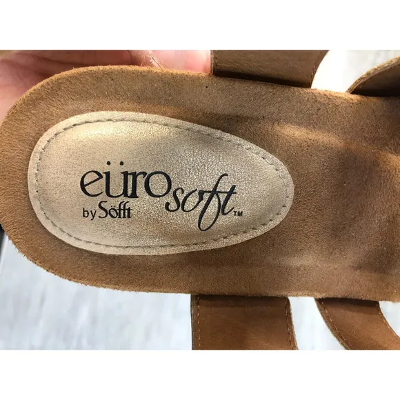 Euro Soft Sadra Pale Women's Sandal US 8M Gold Leather Wedge Slingback
