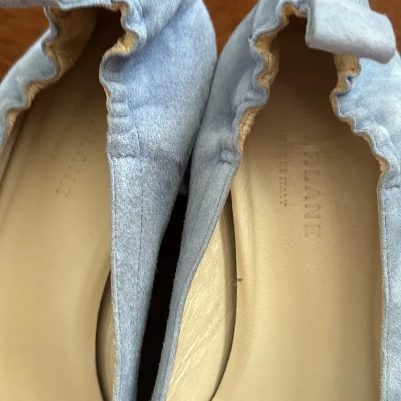 Everlane The Day Heel Blue Suede Italian Leather Shoes Size 8